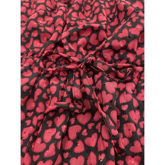 Eliane Rose Heart Print Vneck Short Party Dress Womens Small Textured 3D Cottage - Picture 4 of 11